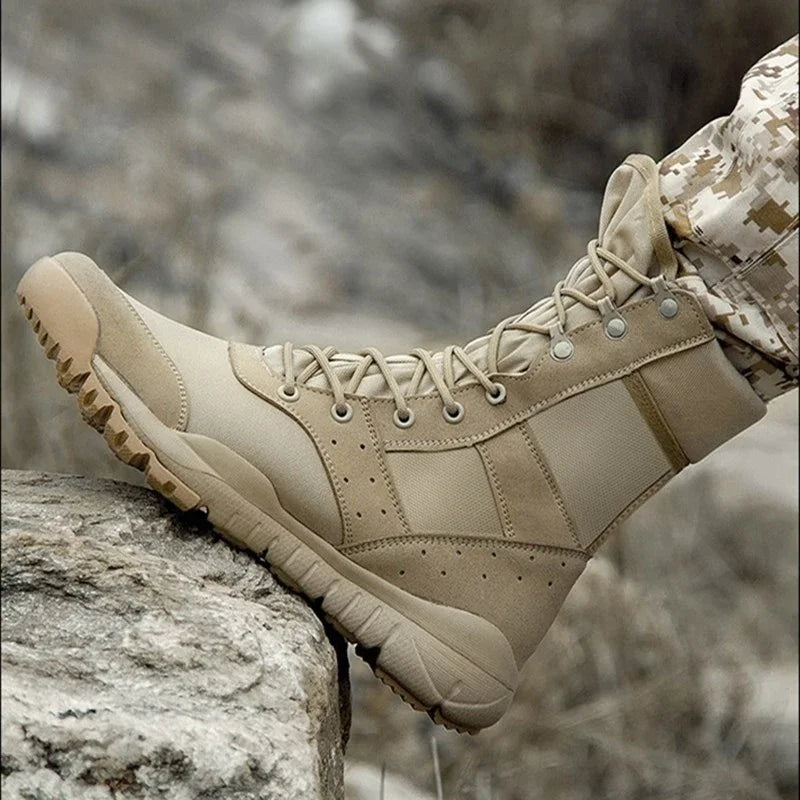 2025 Summer Combat Boot Men Women Climbing Training Lightweight Waterproof Tactical Boots Outdoor Hiking Breathable Mesh Shoes