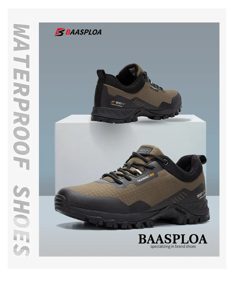 Men New Hiking Shoes Outdoor Waterproof Wear Resistant Non Slip Sneakers Male Casual Lightweight Lace-Up Walking Shoes