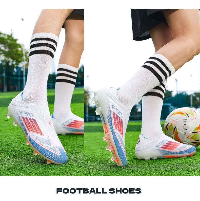New Men Soccer Shoes Match Training Boys Breathable Adult Cleats Outdoor Sport Football Boots Non Slip Long Spikes Comfortable