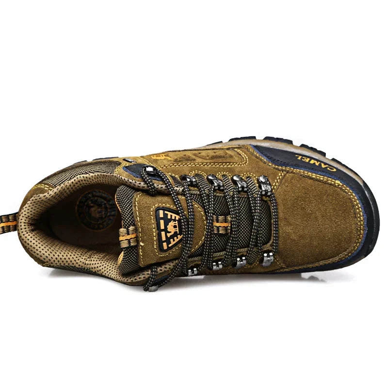 Suede Leather Men Hiking Shoes Outdoor Trail Trekking Sneakers Men Non-slip Breathable Climbing Shoes Men Mountain Sports Shoes