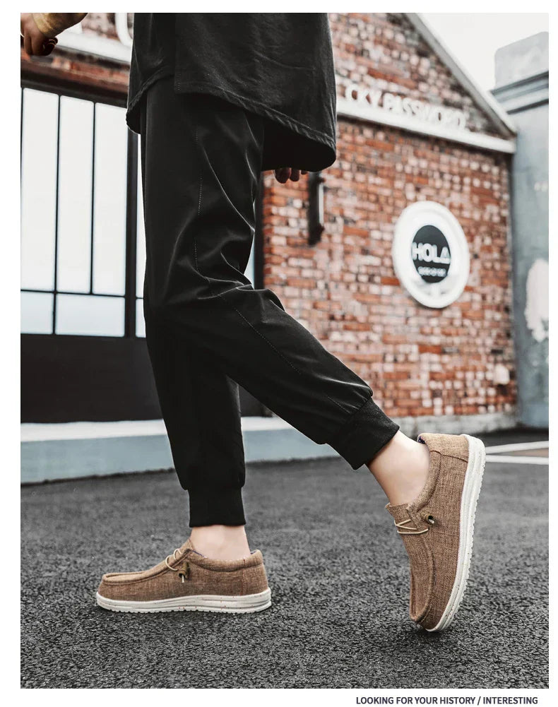 Men Casual Canvas Shoes Mens Loafers Breathable Slip on Flats Male Vulcanized Shoes Driving Shoes Plus Size 47 Walking Sneakers