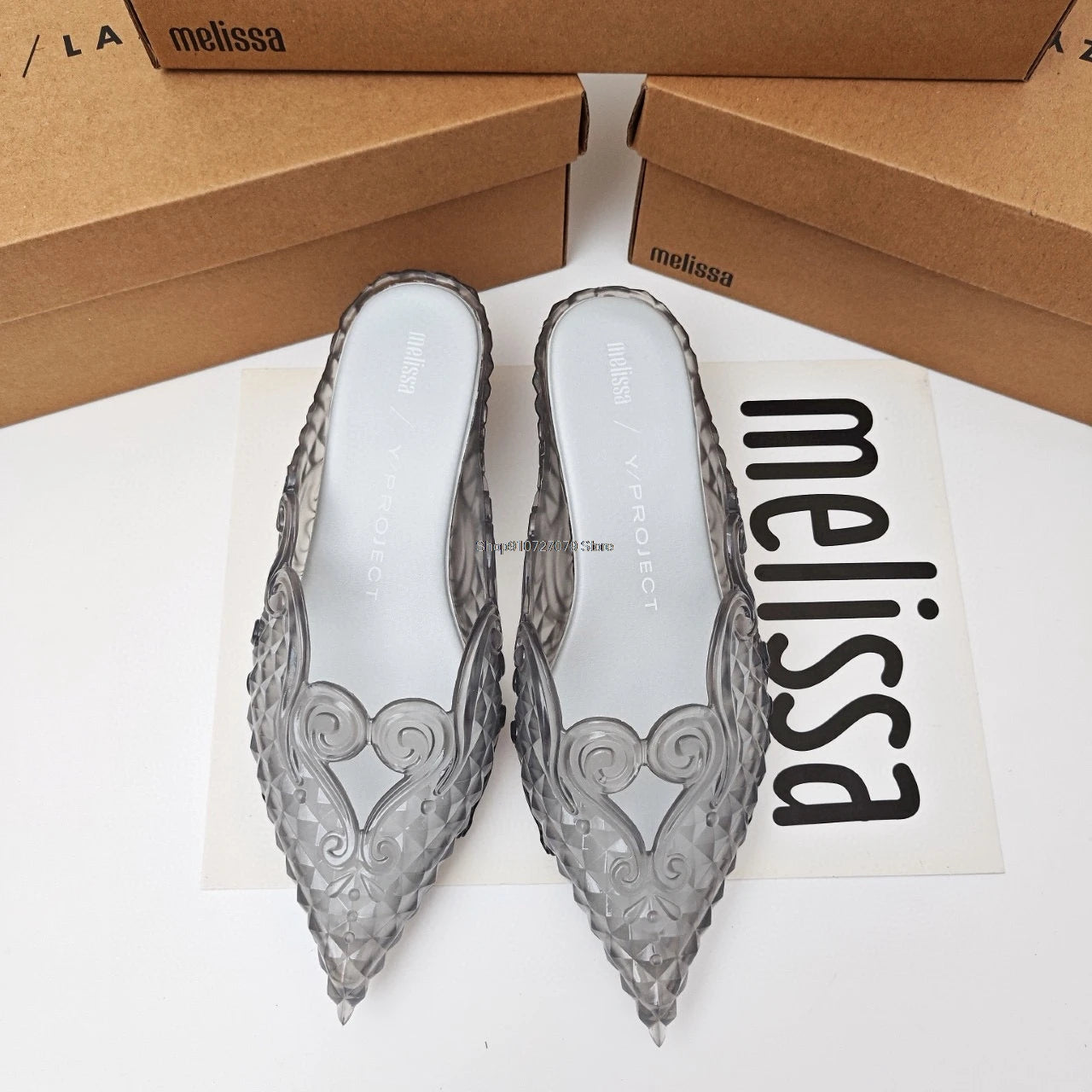 Design Big Butterfly Knot Slides Women Flat Mules Sandals High Quality Cozy PVC Transparent Sandals Pointed Toe Back Strap Shoes