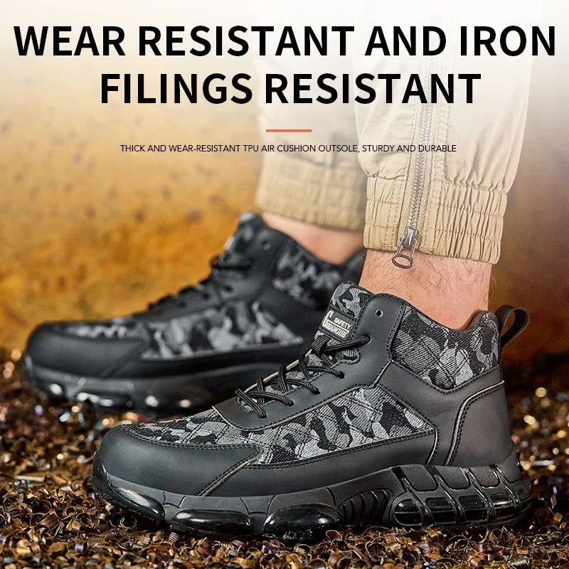 Latest 2024 Fashion Men Work Safety Boots Steel Toe Cap Indestructible Anti Smashing Sneakers Puncture-Proof Protective Shoes