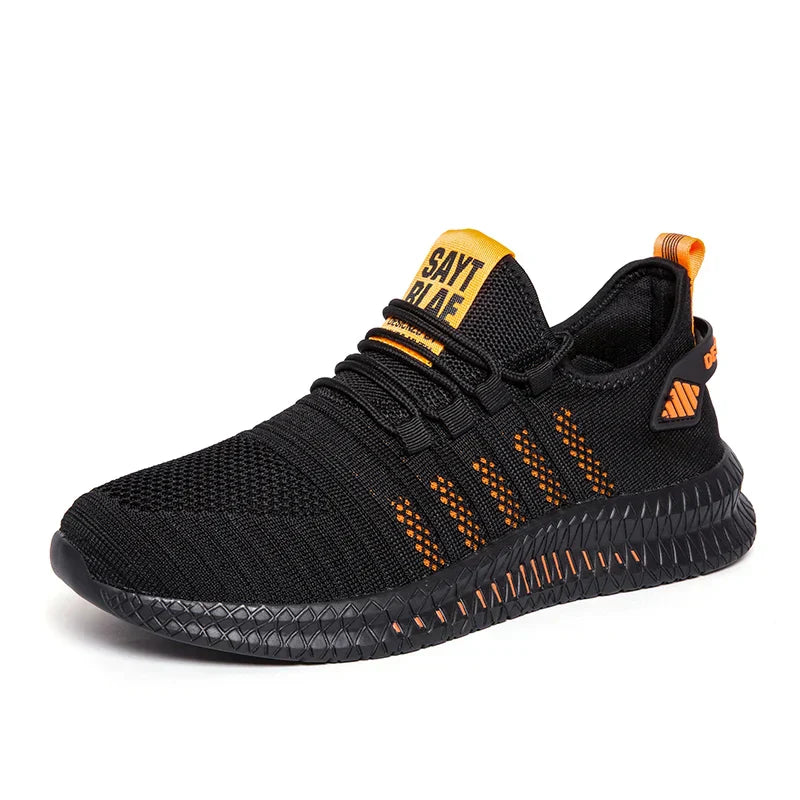 Men's sneakers lace-up flying woven through casual shoes vulcanized lightweight flat comfortable running shoes plus size 48