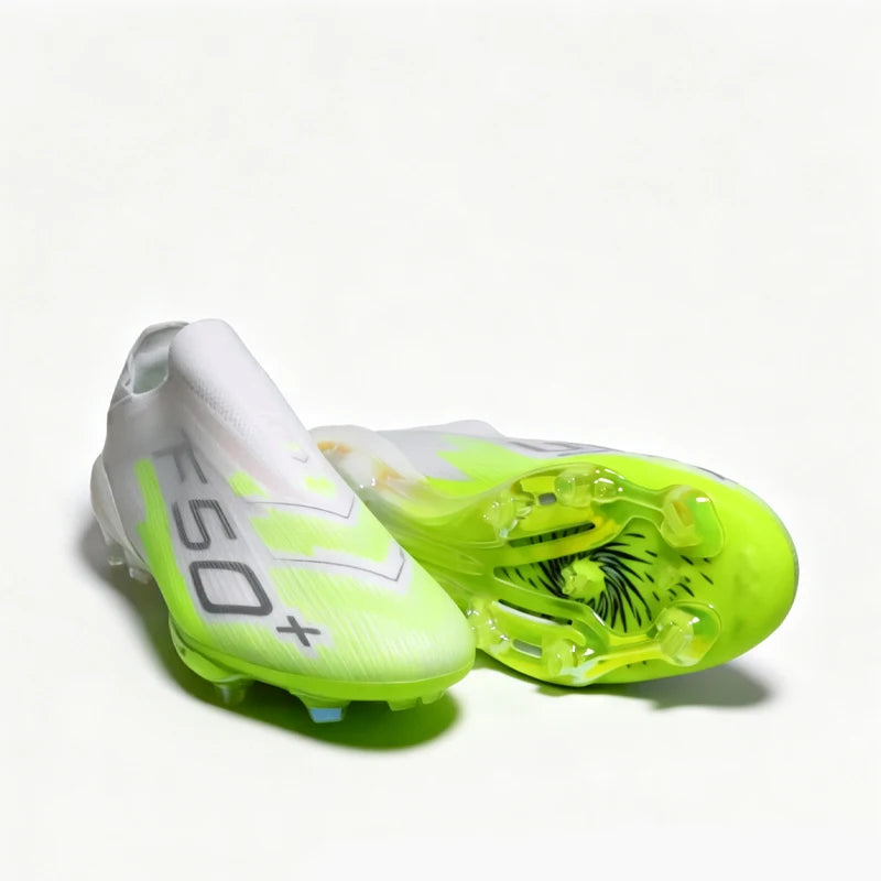 NO-LACE Premium Quality Mens Soccer Shoes SLIP-ON Non-Slip Turf Soccer Cleats Youth FG Training Football Boots Chuteira Campo