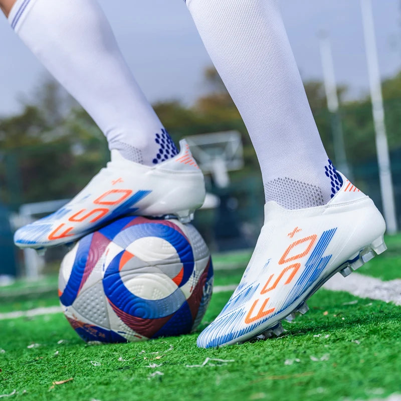 Pro F50+ Mens Soccer Shoes Laceless Boys Training Non-Slip Turf Soccer Cleats TF/FG Football Sneakers Chuteira Campo 35-45