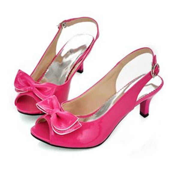 Sweet Women Sandals Summer Shoes Fashion Medium Heels Flip Flop Female Casual Bowtie Blue White Ladies Party Shoes Large Size 48