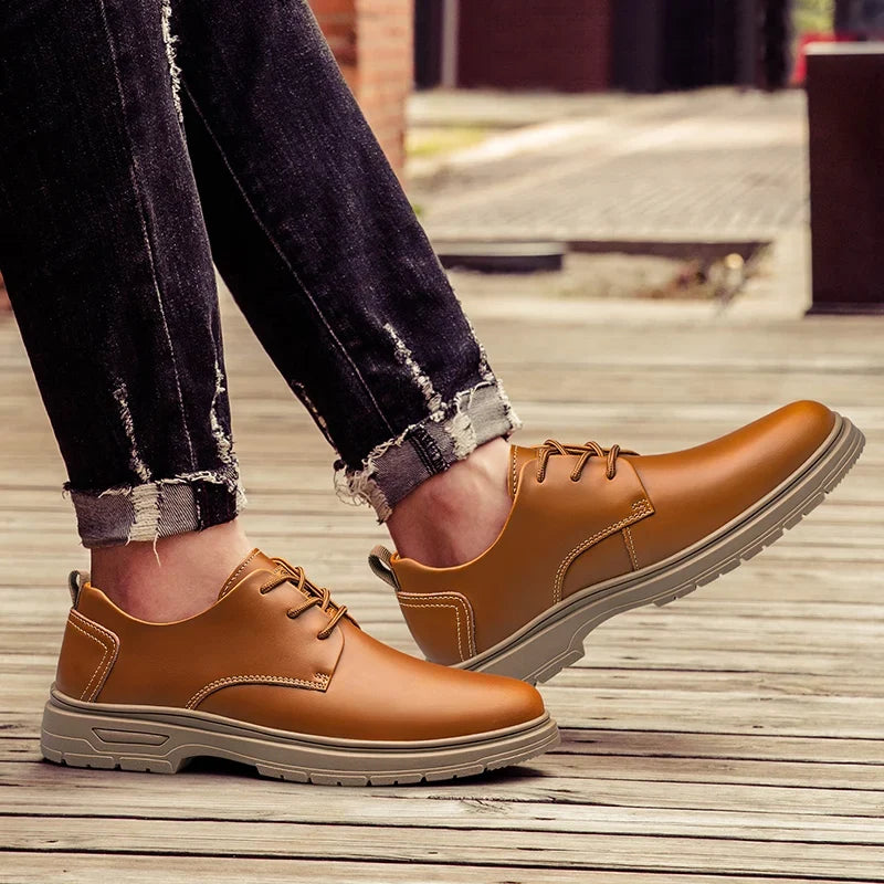 CLOHOO Handmade Men's Business Casual Shoes Comfortable Classic Lace-Up Work Shoes Fashionable Wedding Men's Footwear