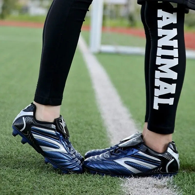 Men Football Soccer Boots Athletic Children Soccer Shoes New Leather High Top Male Cleats Training Football Sneakers Sport