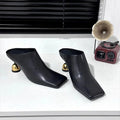 Retro Square Headed Wine Glasses and Slippers for Women in Summer 2025, New Style for Wearing Half Drag High Heels for Women