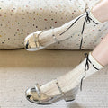 Wine-red Mary Jane Thick-cut Single-shoe Women's 2025 Summer New Butterfly Wedding Shoes Round Toe Small Shoe