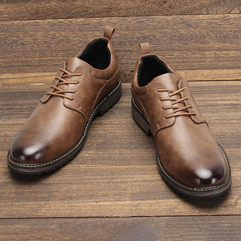 Men Casual Shoes Fashion Brand Comfortable 2025 Leather Shoes#KD826