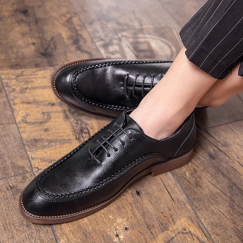 Spring Autumn New Men's Genuine Leather Casual Shoes Outdoor Work Shoes Office Dress Shoes Men's Wedding Shoes Free Delivery