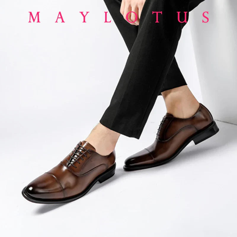 High Quality Height Increase Oxford Dress Shoes Men Genuine Cow Leather Suit Shoes Lift Brogues Wedding Formal Elevator Shoes