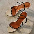 Liyke Summer Fashion Buckle Open Toe Slip On Back Strap Sandals Women Black White High Heels Wedding Prom Shoes Zapatos Mujer