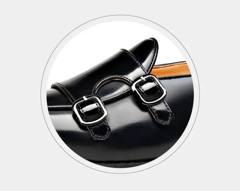 Spring Summer New Cow Leather Shoes for Men Buckle Designer Loafers Male Solid Color Big Size Fashion Business Casual Shoes Man