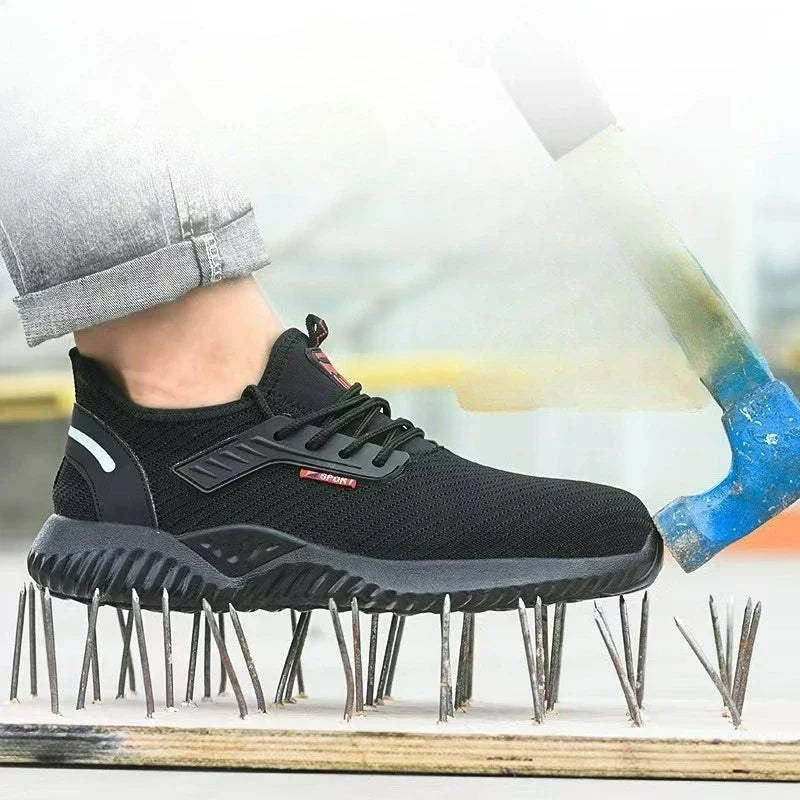 Work Men Safety Shoes Indestructible Steel Toe Shoes Puncture-Proof Anti-Smash Boots Protective Safety Boots Breathable Sneakers