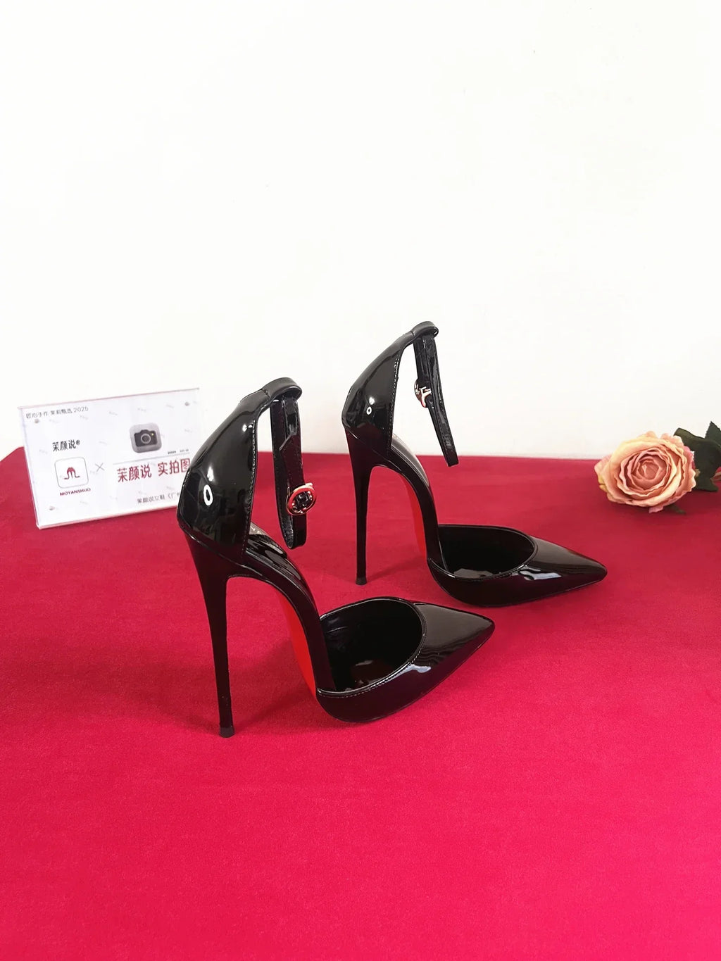 Customized 12cm Ultra High Heels Black Lacquer Classic Thin Heel Bottom Shallow Mouth Fun Women's High Heel Sandals