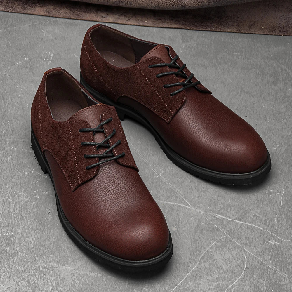Genuine Leather Men Derby Shoes Thick Sole Men Casual shoes Men Leather Shoes