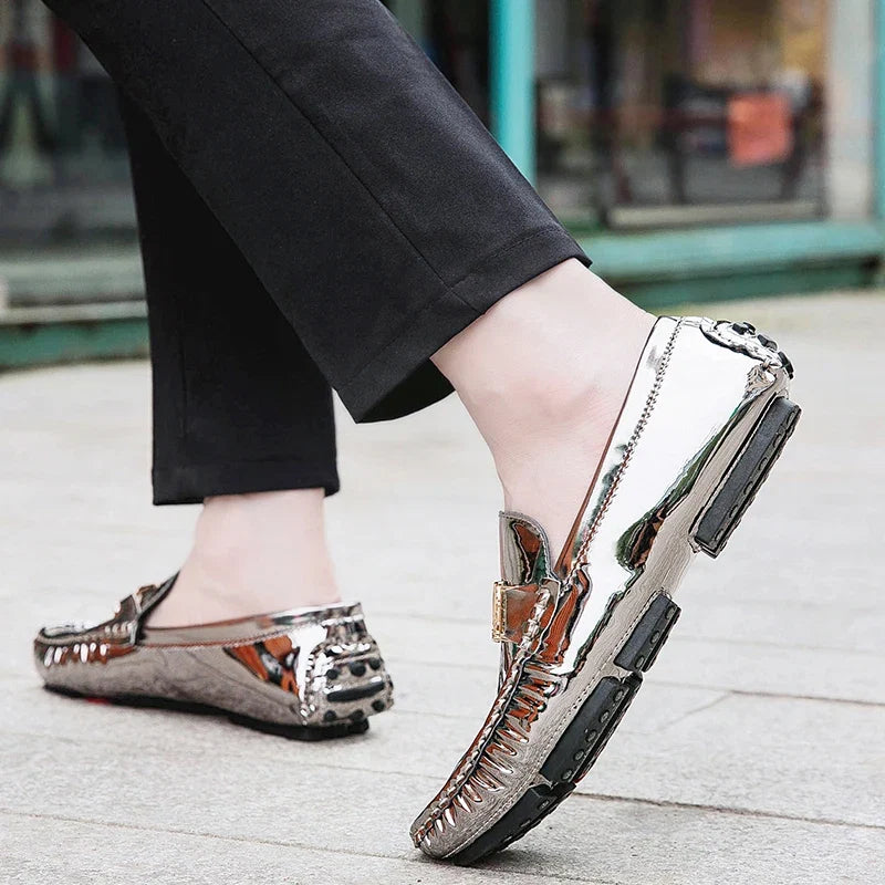 Men's Loafers for Spring and Summer, Slip-On Shoes, Korean Style Trendy Patent Leather Men's Shoes, Low-Top Lazy Shoes, Casual Shoes, Handmade