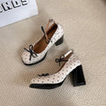 Platform Thick Heel Women Mary Jane Shoes Concise Ankle Strap Shoes 2026 Spring Women's Elegant Party Dress Leather Pumps