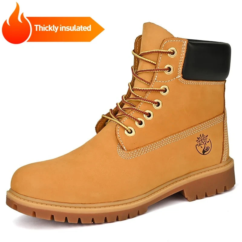 Boots Men High Top Boots High Quality Women Leather Shoes Fashion Outdoor Sneakers Men Lace Up Non-Slip Ankle Boots for Couple