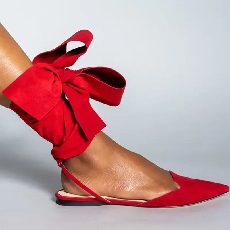 Ladies Shoes on Sale 2025 Pointed Toe Women's Sandals Summer Shallow Mouth Lace Up Shoes Female Slingbacks Flat Heel Sandals