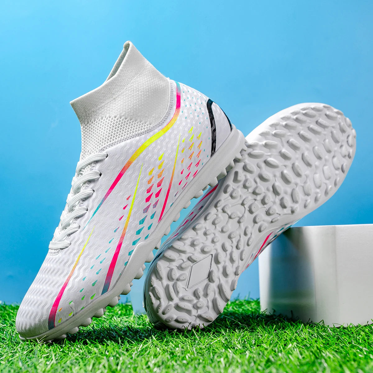 Fashion TF Turf football shoes PU Fabric Integrated Upper Rubber Wear Resistant Sole Anti-slip For Men Women Match