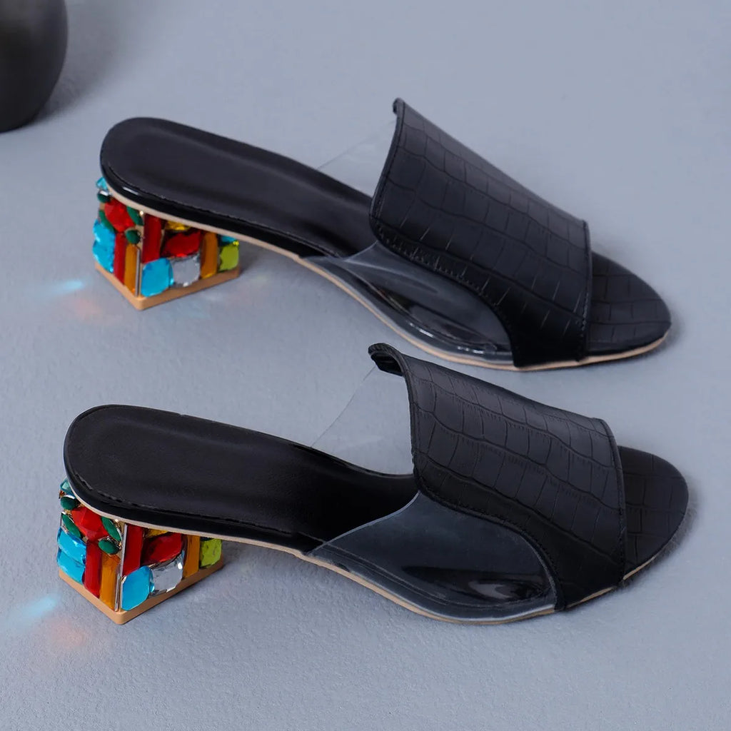 Women Sandals 2024 New Summer Crystal Luxury Sandals Ladies Open Toe Shoes for Women Square Heels Spring Summer Sandals Women