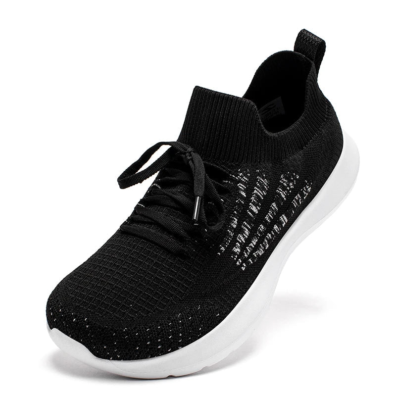 Unisex Running Sneakers Wide Toe Mesh Breathable Walking Shoes Non Slip Lace-Up Hiking Sneakers
