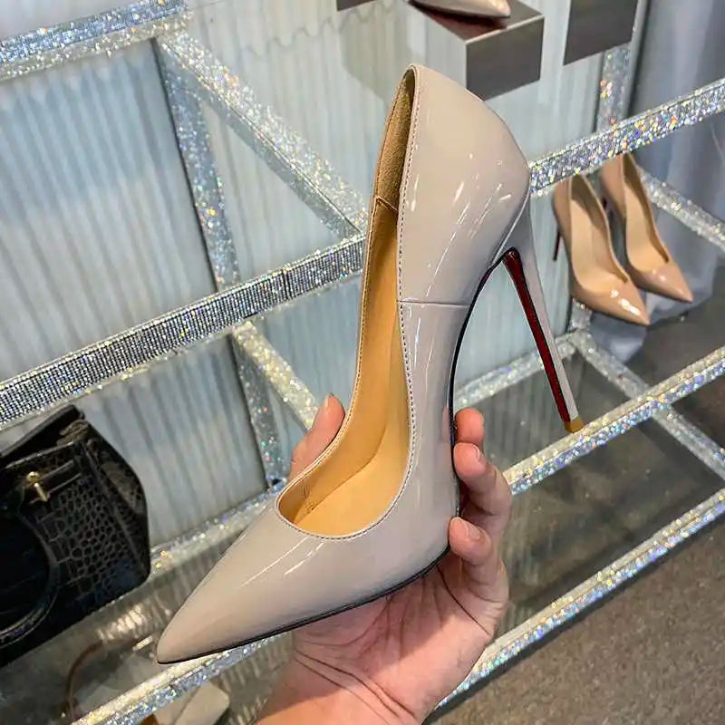 Woman Shoes 2025 Luxury Brand Red sole Pumps Red Bottom Pointed Toe Designer High Heels Party Elegant Fashion Ladies Shoes 12cm