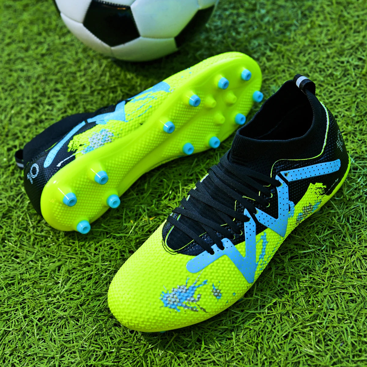 Firm Ground AG FG Soccer cleats Hard TPU Plate Long Sharp Stud Adult Natural Grass Competitive Match Sneakers