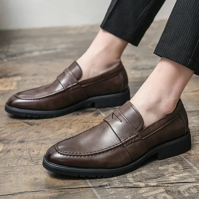 Mens Casual Leather Breathable Business Designer Brand Office Loafers Formal Classic Smile Footwear Dress Shoes for Men Flats 48