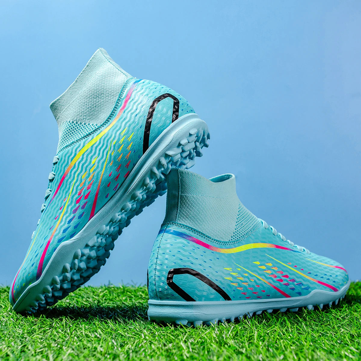 Adult TF football shoes Quick Dry PU Breathable Fabric Anti-abrasion Rubber Sole Light Fit For Mid-level Turf Football Enthusias