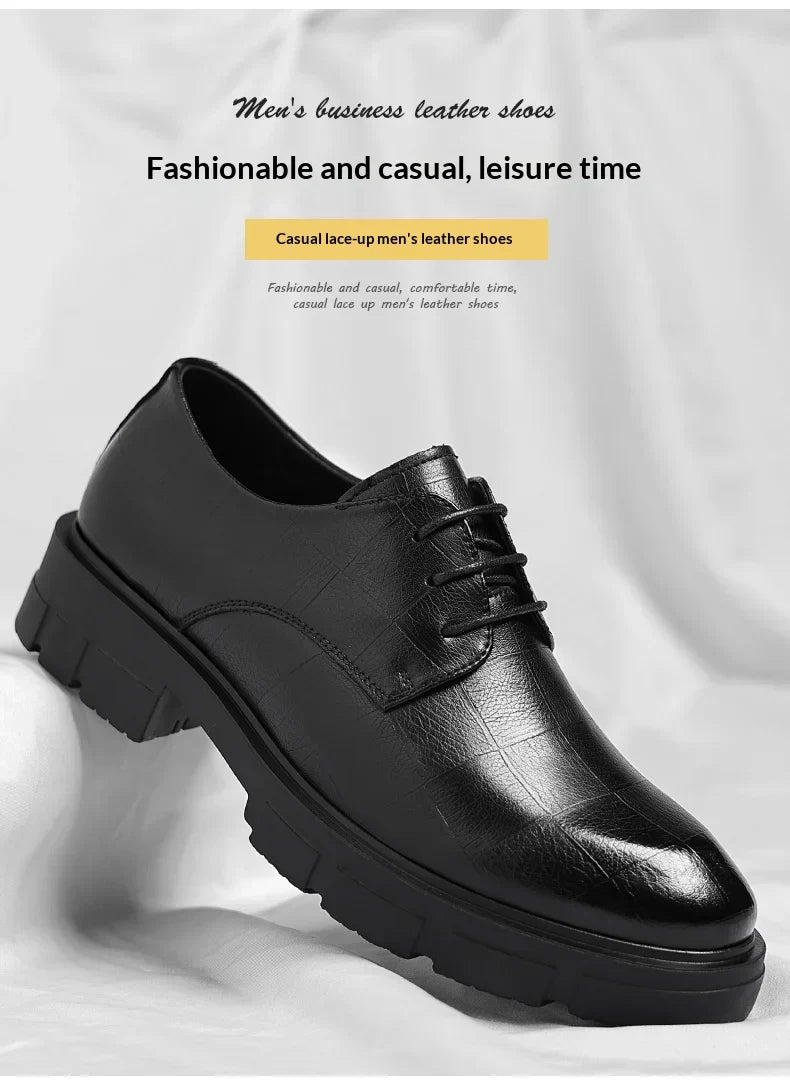 8-10cm Height Increasing Shoes for Men Platform Breathable Lift Casual Inside High Shoes Business Dress Elevator Leather Shoes