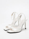 Classic Black Ankle Strap Stiletto Heels, Square Toe Open Toe HighHeels, Women's Versatile Dress Shoesfor All Occasions
