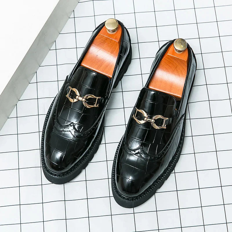 Trendy Brand Green Brogue Shoes Men's Leather Business Shoes Groom's Wedding Men's Loafers British Style Dress Shoes Men