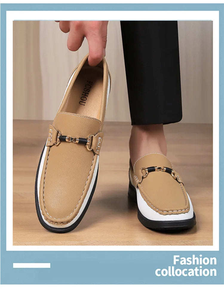 Trendy High Quality Genuine Leather Shoes for Men Summer Breathable Men's Casual Loafers Plus Size 47 Slip-on Driving Shoes Man