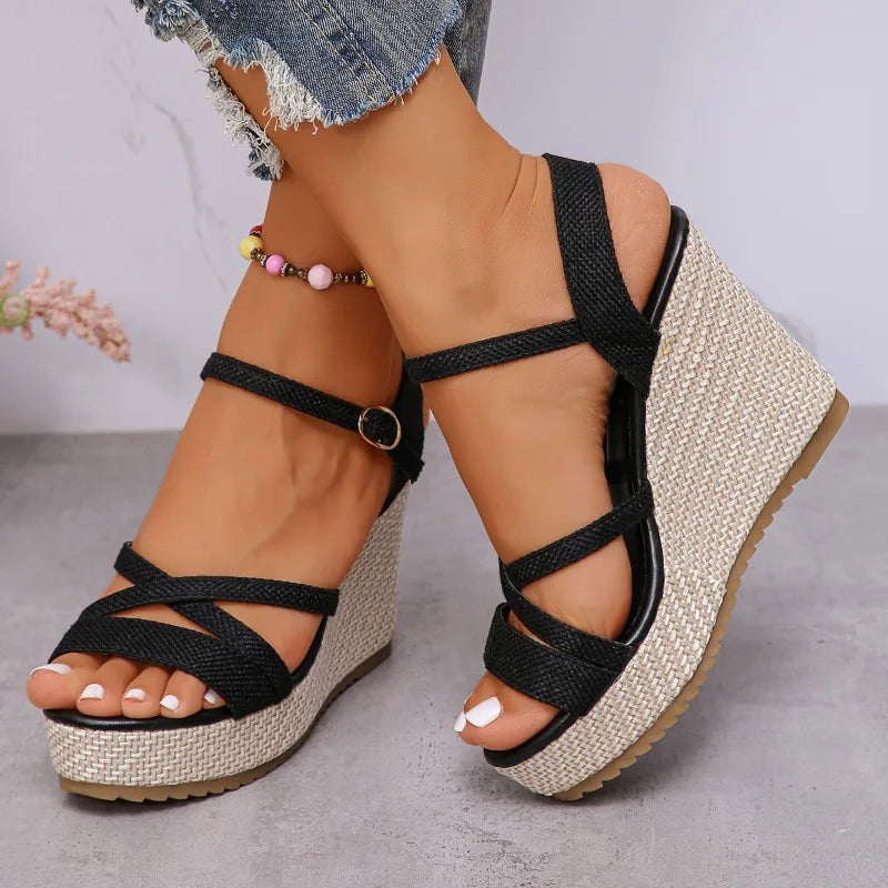 Fashion Wedges Shoes Women Summer Platform High Heel Female Buckle Sandals Sexy Bohemia Style Mujer Women's Sandals 2024
