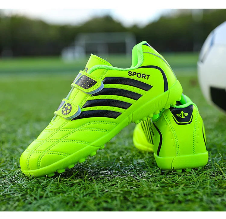 Green Children Turf Soccer Shoes Cheap Football Cleats Training Football Boots Kids Futsal Shoes Sneaker for Boy botas de fútbol