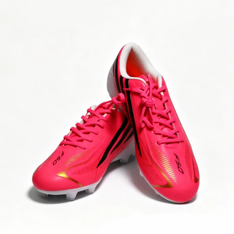 2710 Pink Mens Soccer Shoes TF/FG Training Football Sneakers Match Youth Turf Soccer Cleats Chuteira Campo Boys 34-45