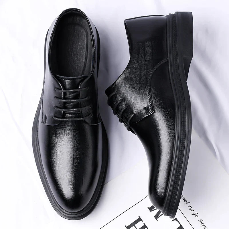 Men's Formal Leather Shoes Lace Up Breathable Non-slip Rubber Sole Lightweight Comfortable Dress Shoes Office & Special Occasion