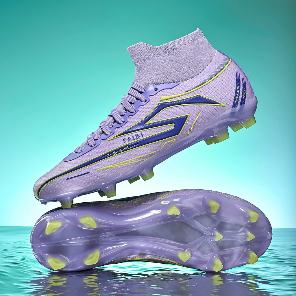 AG/FG Long Studs Soccer Shoes，PU Fabric Mixed Upper，TPU Sole Wear Resistant Anti Slip，Men Women Youth Outdoor Sports Traini