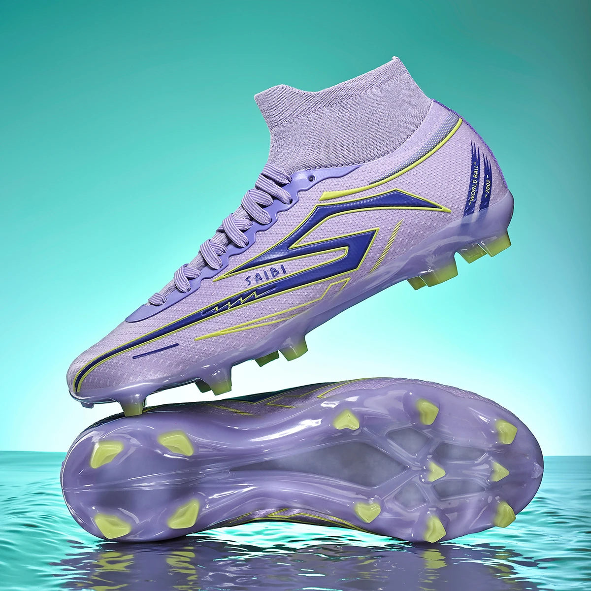 AG/FG Long Studs Soccer Shoes，PU Fabric Mixed Upper，TPU Sole Wear Resistant Anti Slip，Men Women Youth Outdoor Sports Traini