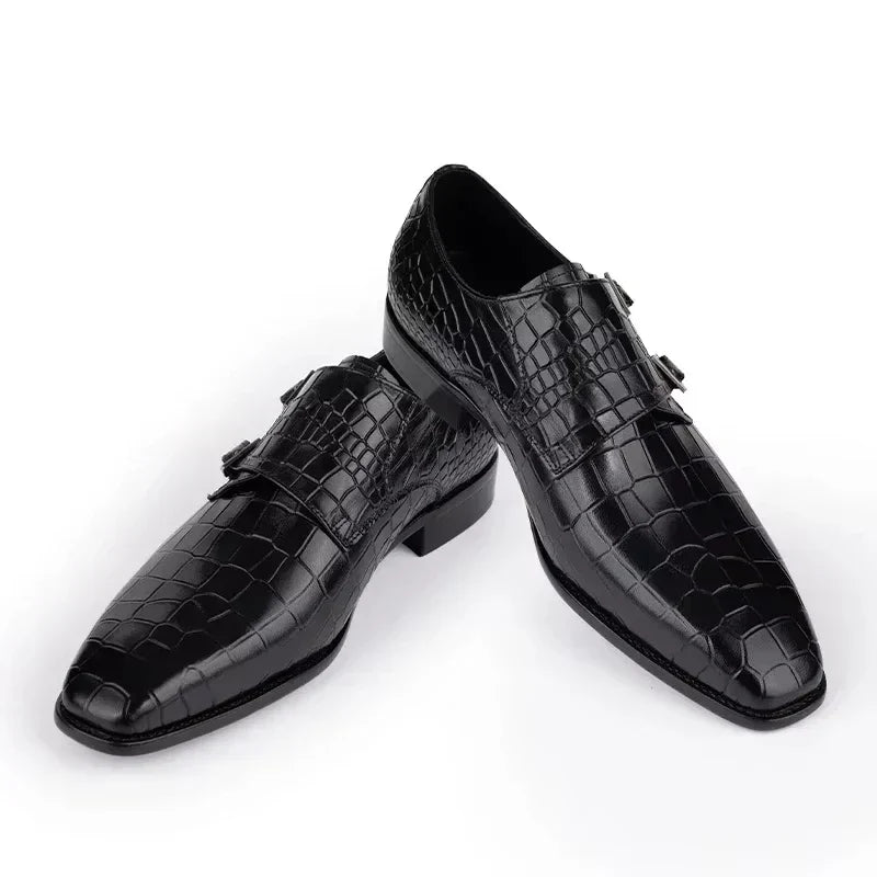 Men's Genuine Leather Dress Loafers Handmade Double Buckle Monk Slip-On Shoes for Party & Formal Wear Fashion& Men's Footwear