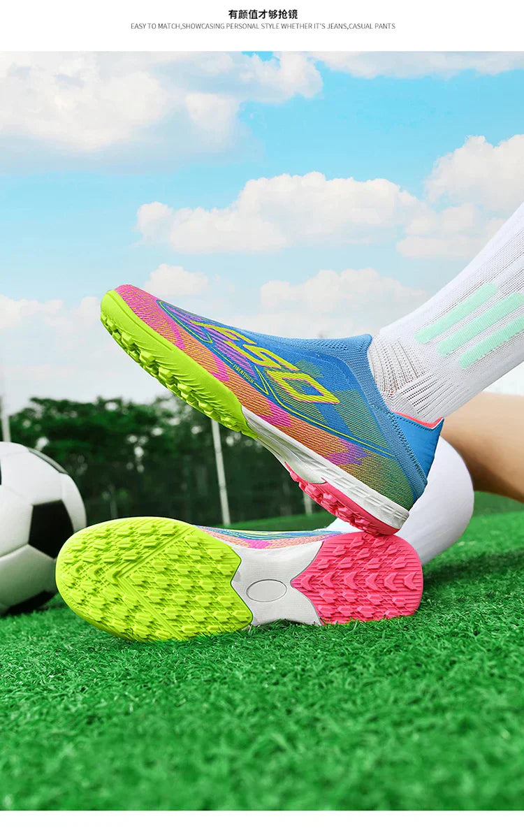 New Men Soccer Shoes Training TF/FG Outdoor Sport Football Boots Adult Long Spikes Non Slip Cleats Breathable Match Comfortable