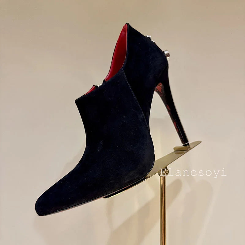 Women Pumps Real Leather Metal Sword Pointed Toe High Heel Shallow Mouth Thin Heel Single Shoes Spring Autumn Sexy Runway Shoes