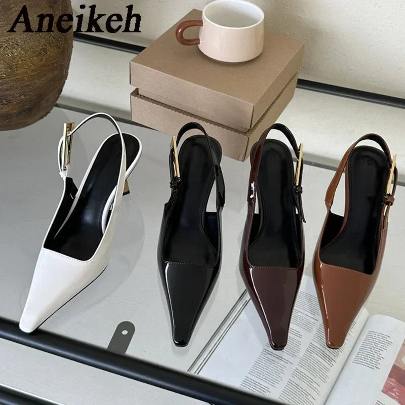 2025 Summer New Band Women Pumps Shoes Fashion Shallow Slip On Slingback Sandals Thin High Heel Dress Sexy Pumps Shoes