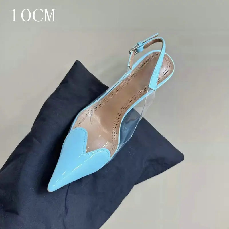 2026 Spring And Summer Pointy Stiletto Heels Wearing Slippers Transparent Female Sandals