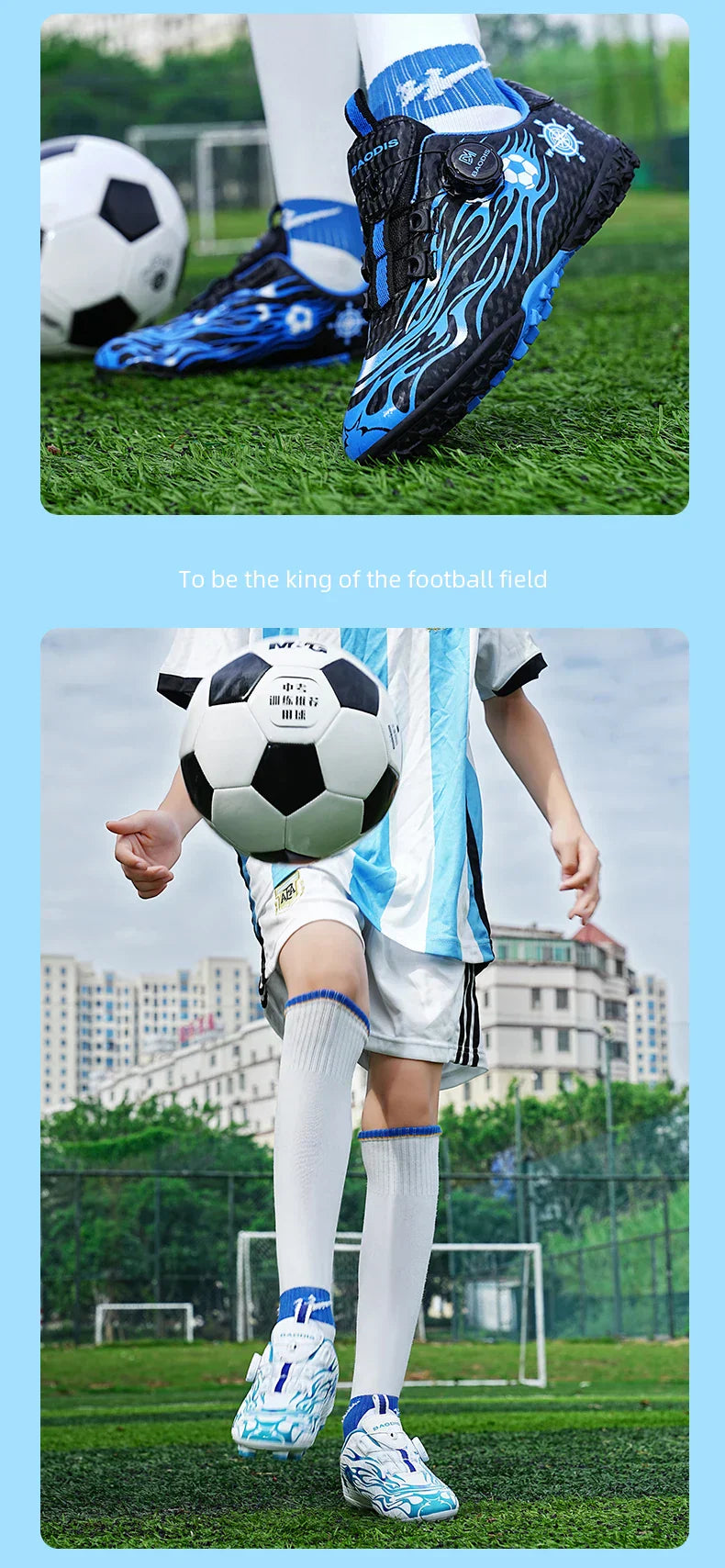Kids Turf Soccer Cleats Children Football Shoes Breathable Lightweight Training Sneakers Non-Slip Athletic Sport Boots Boys Girl